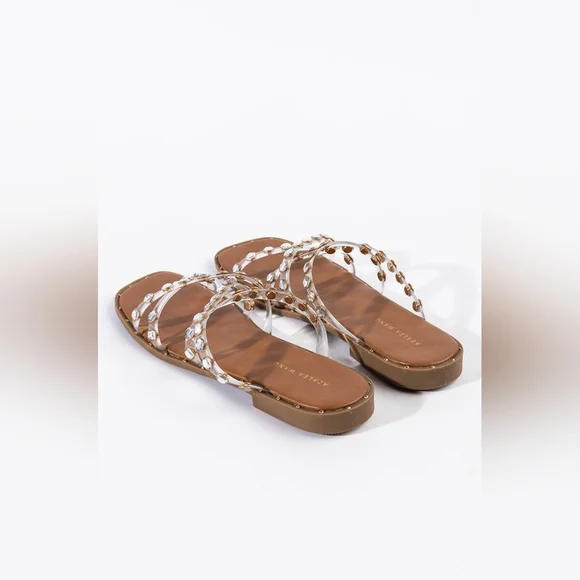 NWT AZALEA WANG All Day Long Flat Sandal In Clear PVC - Picture 5 of 7